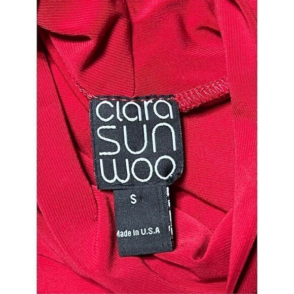 Clara Sunwoo Cold Shoulder Asymmetrical Turtleneck Red Tunic Small - Picture 4 of 4